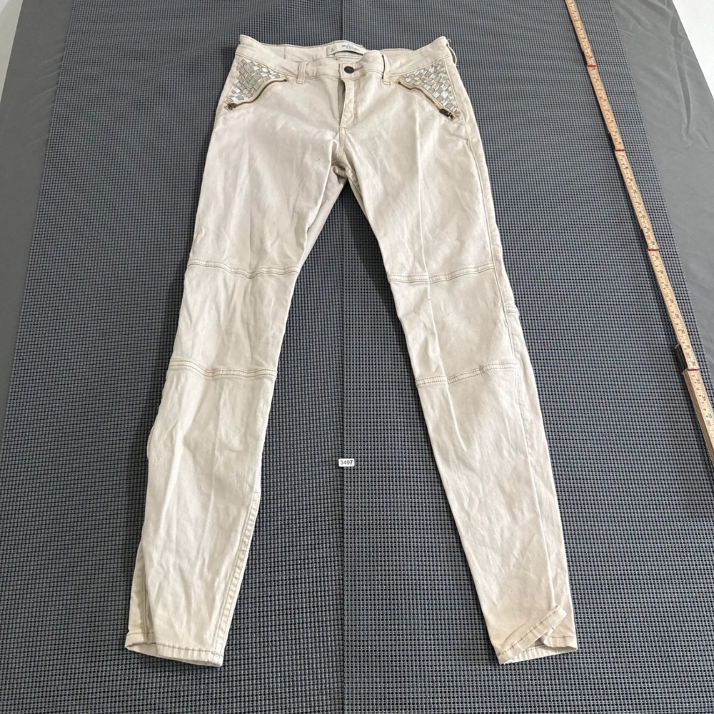 Abercrombie & Fitch Womens Beige Studded Moto Skinny Pants Size 8 W29